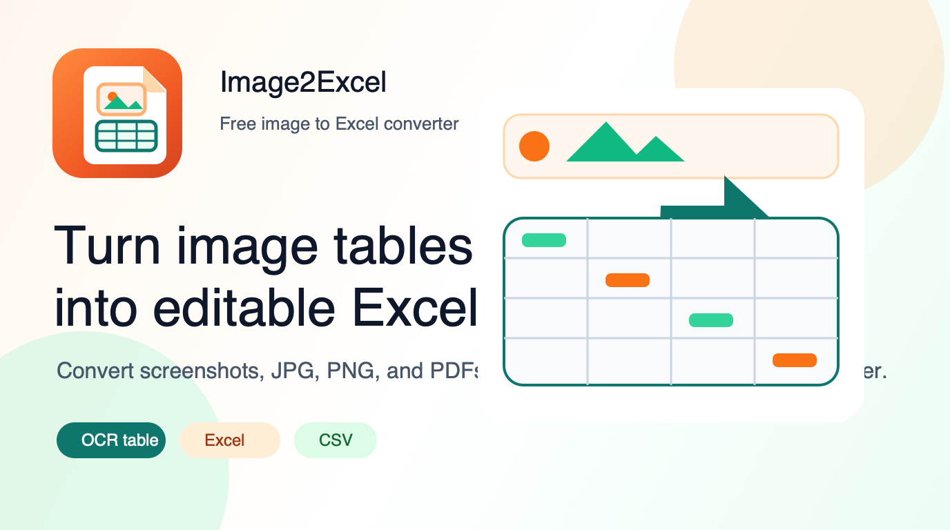 Image to Excel Converter - Free Table Image to XLSX